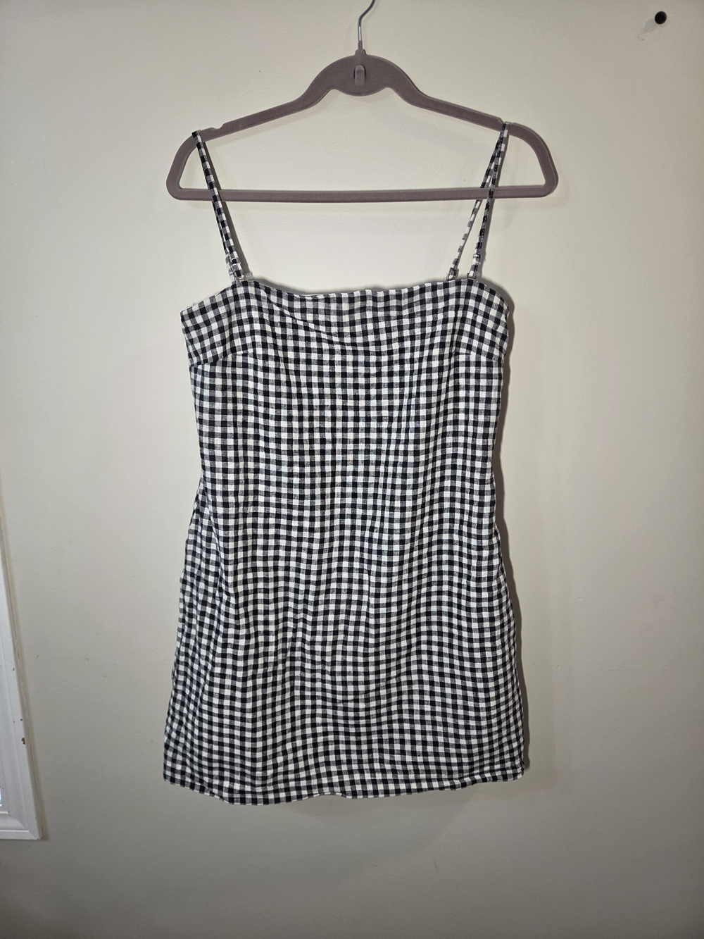 Black and White Gingham Spaghetti Strap Dress